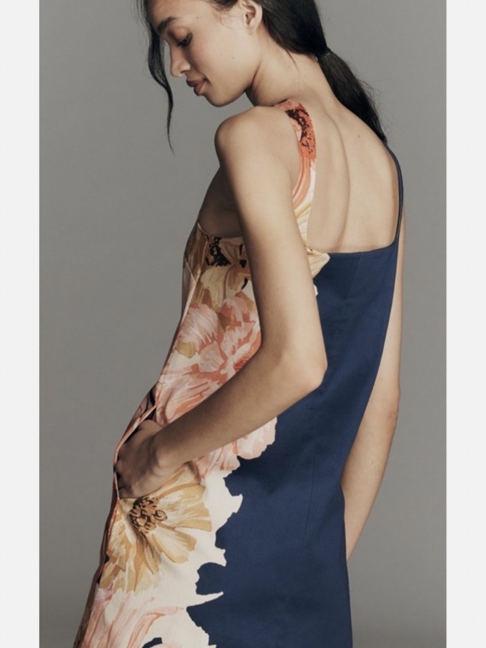 Maeve Square-Neck Navy Floral Mini Dress - NWT - Size S - Navy with Floral - Picture 2 of 5